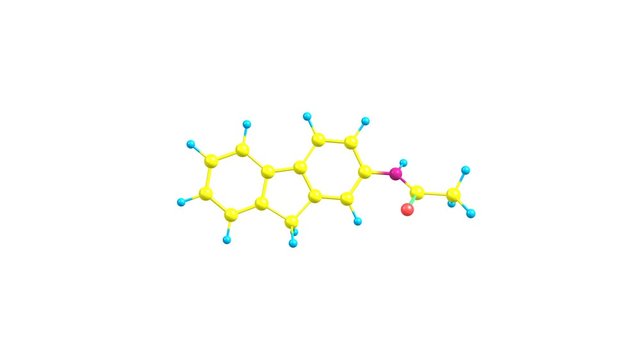 Rotating 2-acetylaminofluorene drug molecule 