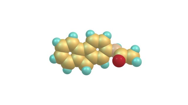 Rotating 2-acetylaminofluorene drug molecule 