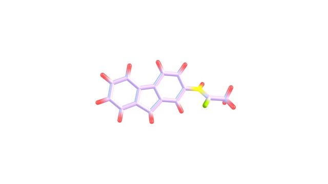 Rotating 2-acetylaminofluorene drug molecule 
