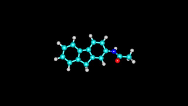 Rotating 2-acetylaminofluorene drug molecule 