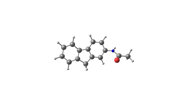 Rotating 2-acetylaminofluorene drug molecule 