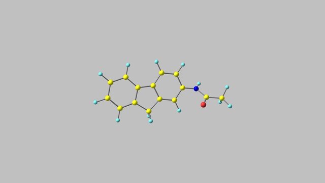 Rotating 2-acetylaminofluorene drug molecule 