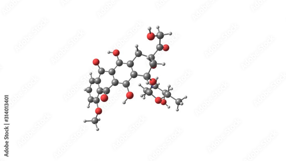 Sticker Rotating doxorubicin drug molecular structure