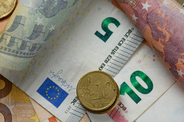 Euro banknotes and coins