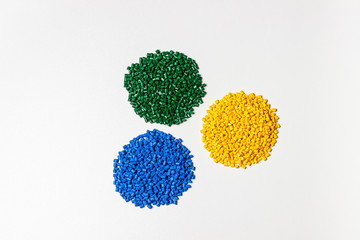 Polymeric dye. Colorant for plastics. Pigment in the granules.