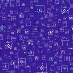 Gift boxes and parcels. Seamless vector pattern. Colorful background texture