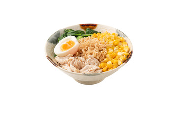 dry noodle corn with vegetable food isolated white background 