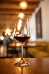 A glass of red wine in a farm in Stellenbosh, South Africa