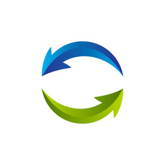 Recycle symbol or sign of arrow. reload, rotation, refresh, . Vector illustration design elements.