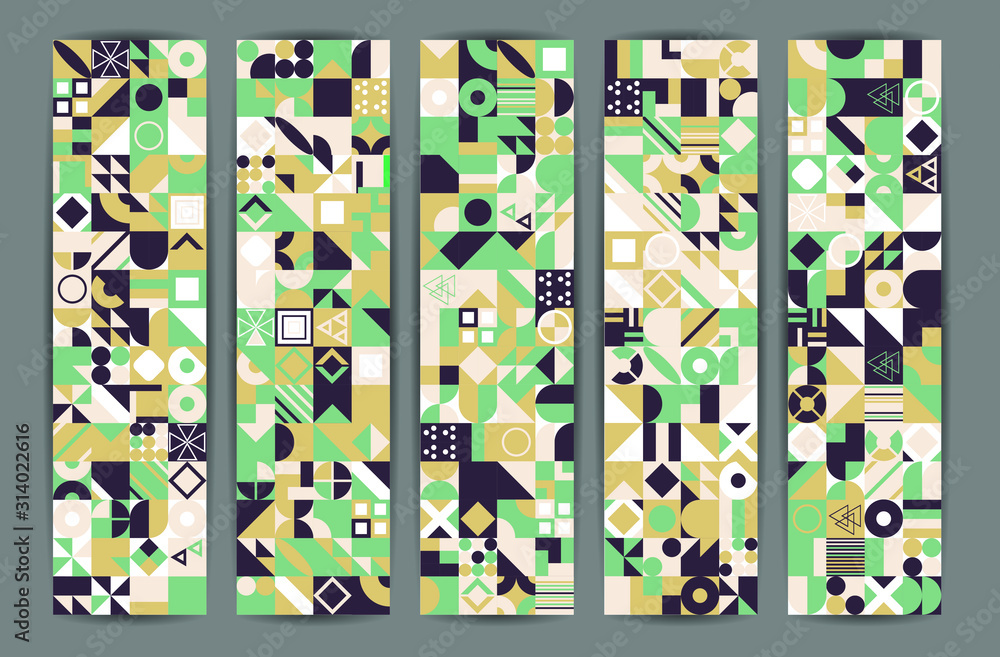Poster retro pattern of different shapes. colorful vector mosaic backdrop. geometric hipster retro backgrou