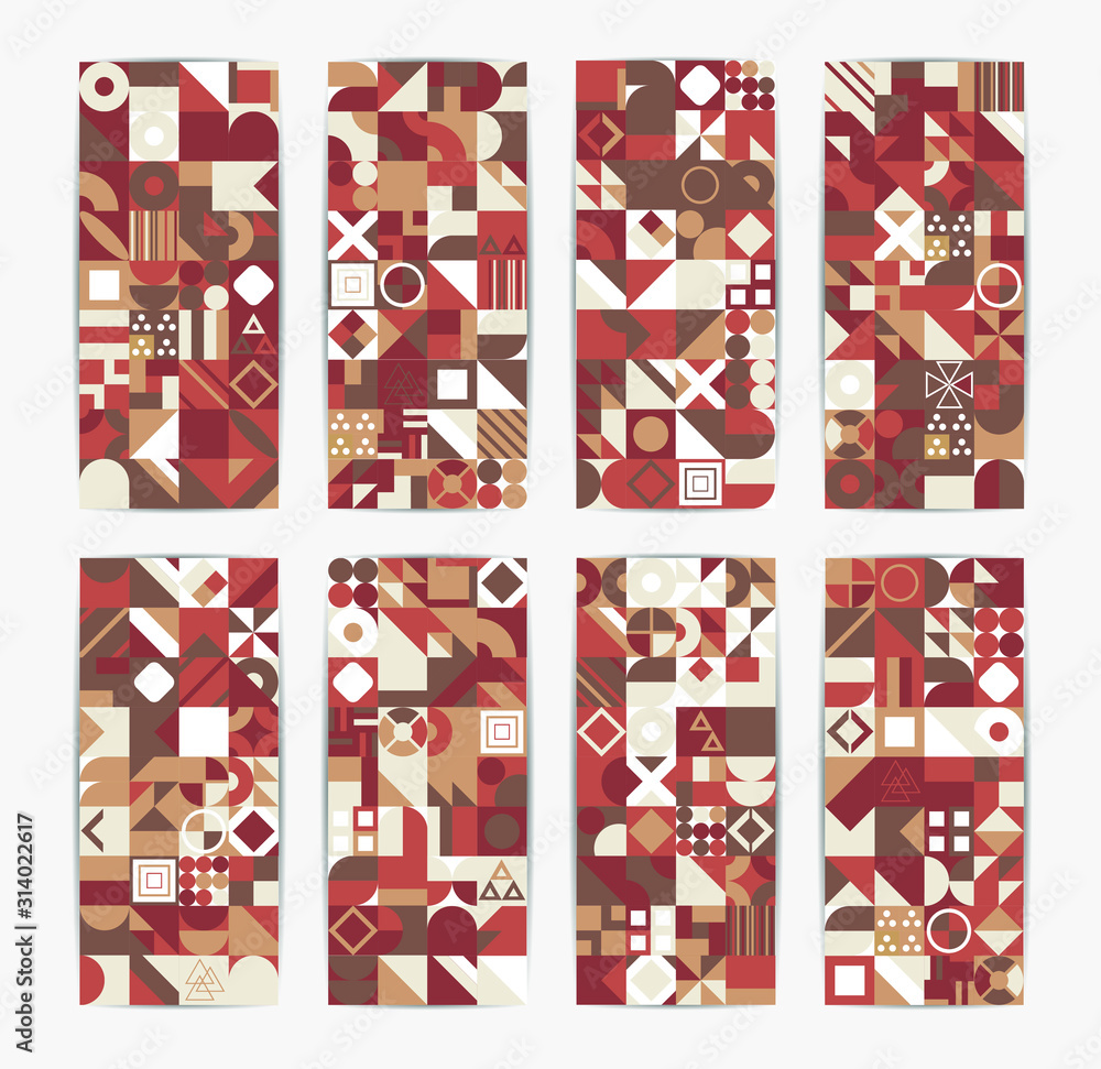 Poster retro pattern of different shapes. colorful vector mosaic backdrop. geometric hipster retro backgrou