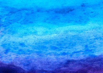 Abstract watercolor background bright azure blue green. Hand drawn. The texture of the paper