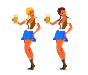 Oktoberfest autumn national beer festival poster design. Cartoon character with mug of light beer. Vector illustration.