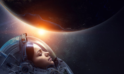 Exploring outer space. Mixed media