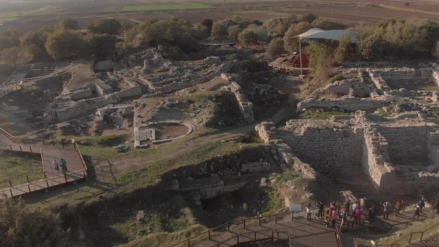 Aerial view of ancient city Troy in Turkey