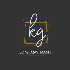 Handwritten initial letter K G KG for identity and logo. Vector logo template with handwriting and signature style.