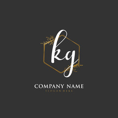 Handwritten initial letter K G KG for identity and logo. Vector logo template with handwriting and signature style.