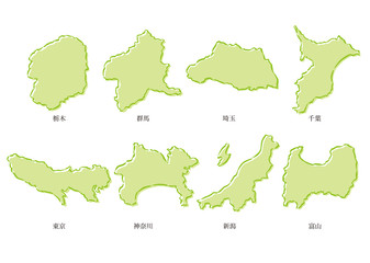 栃木県・群馬県・埼玉県・千葉県・東京都・神奈川県・新潟県・富山県