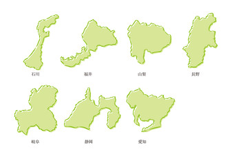 山梨県・長野県・岐阜県・静岡県・愛知県・石川県・福井県
