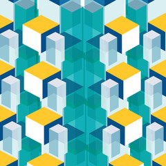Abstract background with isometric elements of a cube box