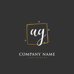 Handwritten initial letter A G AG for identity and logo. Vector logo template with handwriting and signature style.