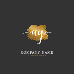 Handwritten initial letter A G AG for identity and logo. Vector logo template with handwriting and signature style.