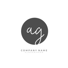 Handwritten initial letter A G AG for identity and logo. Vector logo template with handwriting and signature style.