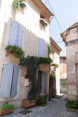 Fototapeta na wymiar Cavaillon street with green plant in Provence south france