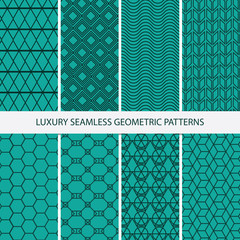 Collection of seamless ornamental vector patterns. Geometric oriental design
