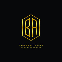 Letter BA logo minimalist luxury gold color
