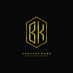 Letter BK logo minimalist luxury gold color