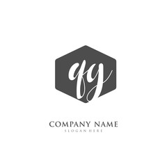 Handwritten initial letter Q G QG for identity and logo. Vector logo template with handwriting and signature style.