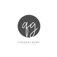 Handwritten initial letter Q G QG for identity and logo. Vector logo template with handwriting and signature style.