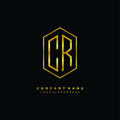 Letter CR logo minimalist luxury gold color