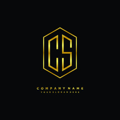 Letter CS logo minimalist luxury gold color