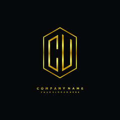 Letter CU logo minimalist luxury gold color