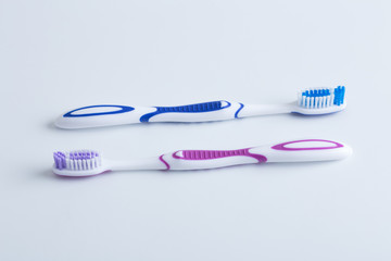 Toothbrush with colored toothpaste, care for the oral cavity and teeth, vector.