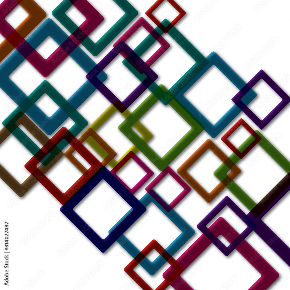 Aufkleber abstract colorful geometric square border pattern on white background