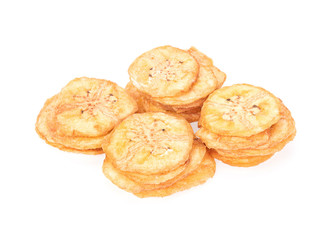 Banana crisps isolated on white background