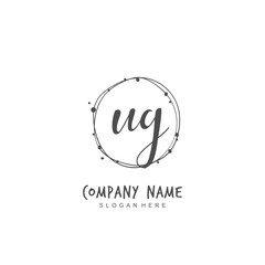 Handwritten initial letter U G UG for identity and logo. Vector logo template with handwriting and signature style.