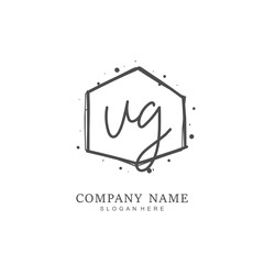 Handwritten initial letter U G UG for identity and logo. Vector logo template with handwriting and signature style.