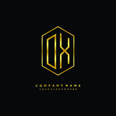 Letter DX logo minimalist luxury gold color
