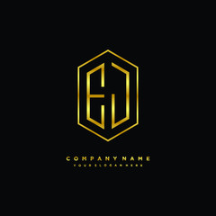 Letter EJ logo minimalist luxury gold color