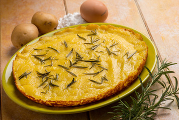 Poatoes focaccia with eggs and rosemary