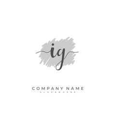 Handwritten initial letter I G IG for identity and logo. Vector logo template with handwriting and signature style.