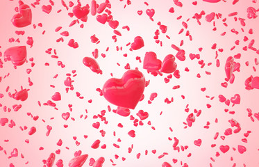 Red falling hearts Valentine day background