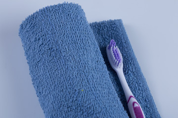 Toothbrush with colored toothpaste, care for the oral cavity and teeth, vector.