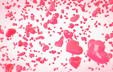 Obraz premium Red falling hearts Valentine day background