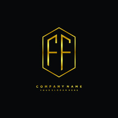 Letter FF logo minimalist luxury gold color