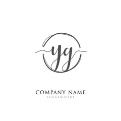 Handwritten initial letter Y G YG for identity and logo. Vector logo template with handwriting and signature style.